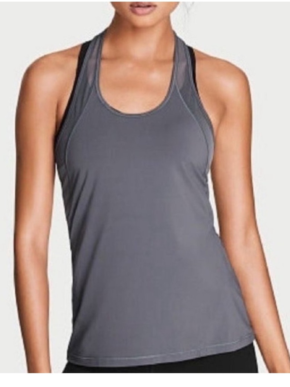 Victoria Sport Mesh Trim Tank Top Sz S Gray Body-Wick NWT